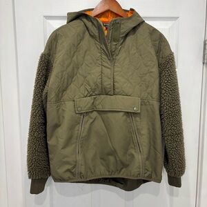Stoic Olive Green Quilted Jacket with Sherpa Sleeves